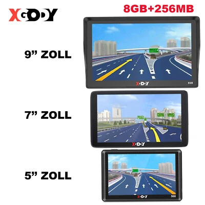 XGODY 5''/7''/9'' Zoll PKW KFZ GPS Navi Auto Navigationsgerät 48 Länder EU Karte - Bild 1 von 4