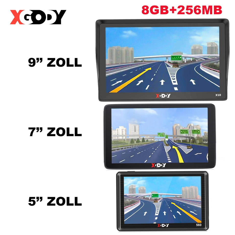 XGODY 5''/7''/9'' Zoll PKW KFZ GPS Navi Auto Navigationsgerät 48 Länder EU Karte - Bild 1 von 4