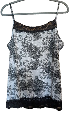 Cami Maurices tamanho XL acabamento em renda camadas preto branco festival romântico preppy - Imagem 1 de 4