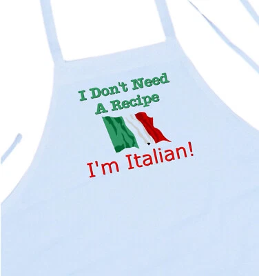 Funny Chef Aprons I'm Italian! White Kitchen Aprons, Italian Cooking Gift Idea - Image 1 of 4