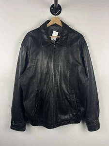 Vintage Nautica Bomberjacke schwarz Leder Cropped Größe L - Bild 1 von 8