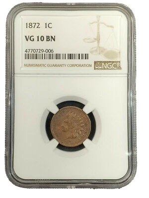 1872 Indian Head Cent NGC VG10 BN 4770729-006 Exquisite Coin Rare - Image 1 of 4