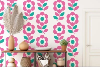 Cherry Blossom Wall Decal Geometric Vintage Modern 80x22 Wall Decal - Image 1 of 4