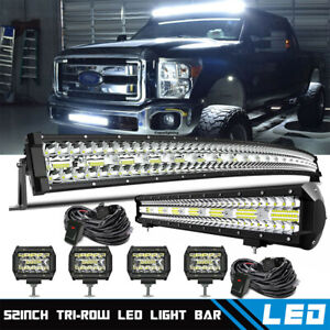 Combo 52" Curved LED Light Bar +20'' Grille +4x4'' for Ford F250/F350 Super Duty
