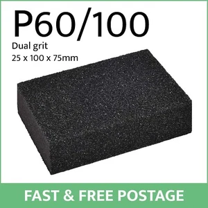Coarse Foam Sanding Sponge Block P60 and P100 Grit Rough Wood Metal Restoration - Picture 1 of 4