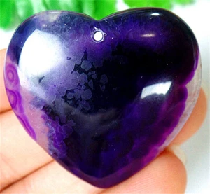 41x39x7mm Purple Druzy Geode Agate Love Heart Pendant Bead BY7117 - Picture 1 of 3