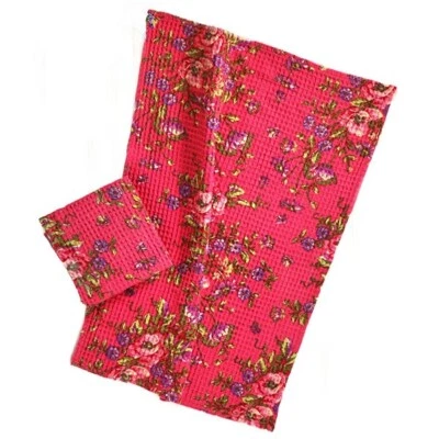 April Cornell Penny's Patio Tea Towel Set of 2 Bright Pink Rose Purple Green