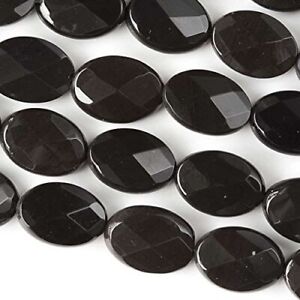 10x14mm Faceted Ovals - 8 Inch Strand Black Obsidian
