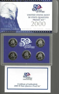 United States Mint 50 State Quarters Proof Set 2000 MA MD SC NH VA - Picture 1 of 2