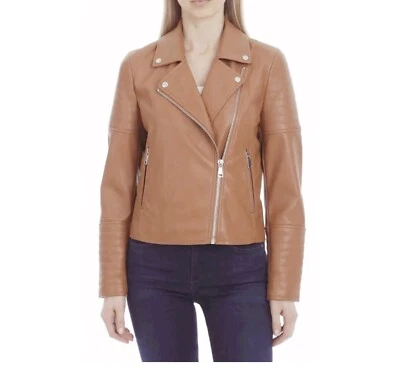 Chaqueta de moto de cuero genuino tostado 7 for all humanity  Foto 1 de 4