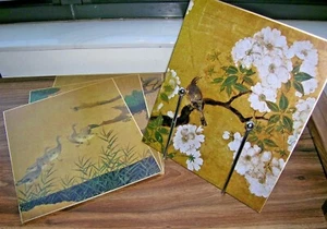 (4) Panels Scenes Nijo Castle Japan Shikidai Ohiromo Kuro-shoin 10 1/2" X 9 1/2" - Picture 1 of 4
