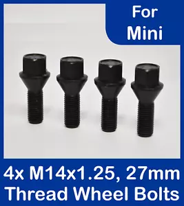 4 x Alufelgenschrauben in schwarz für Mini, M14 x 1,25, 27 mm Gewinde - Bild 1 von 2