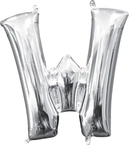 Amscan Elegant Silver Letter W Air-Filled Foil Balloon - (16") 1 Piece - Premium - Picture 1 of 1