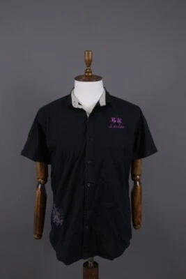 La Marina Buenos Aires Slim Fit Black Short Sleeve Button Down Shirt Size XL - Image 1 of 4