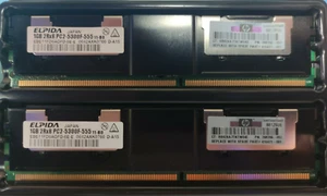 2x1GB Elpida PC2-5300F ECC Fb-dimm RAM EBE11FD8AGFD-6E-E - Picture 1 of 1