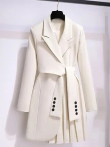 Frühling Slim Blazer Kleid Büro Neu Freizeit Knopf Gürtel Minikleider Damen Party - Bild 1 von 26
