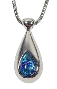 Sarah’s Hope Sterlingsilber & blau dichroitisches Glas Halskette Anhänger & Kette - Bild 1 von 11