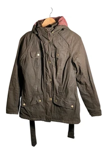 Barbour Equine Jacket Womens UK 12 Brown Waxed Belted Hooded Outdoor Coat - Picture 1 of 22