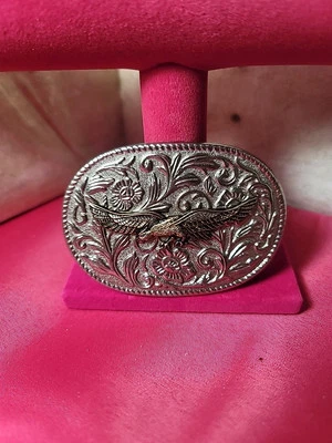 Bald Eagle Belt Buckle American Patriotic Silver Metal Rodeo Western Cowboy Men - Image 1 of 2