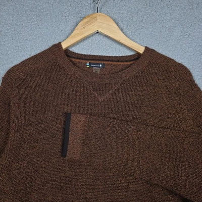 Smartwool Sweater Mens Size Medium Brown Cable Knit Crewneck Pullover Midweight - Image 1 of 4