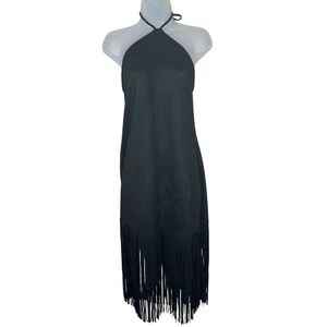 RELISH NOLESS NWT Women's Fringe Dress Boho Hippie Bohemian Festival Suede L - Picture 1 of 10