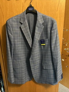 APT.9 Men's Regular Fit Premier Fit Blue Plaid Sport Coat, Size 52L Jacket - Picture 1 of 5