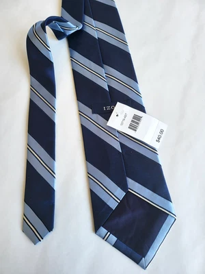 IZOD Men’s Striped Neck Tie Blue  60” 100% Silk NWT - Image 1 of 4