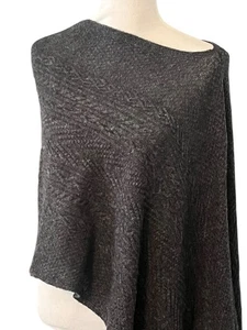 J. Jill Asymmetric Poncho Shawl One Size Gray Cable Knit Soft Cashmere Wool - Picture 1 of 5