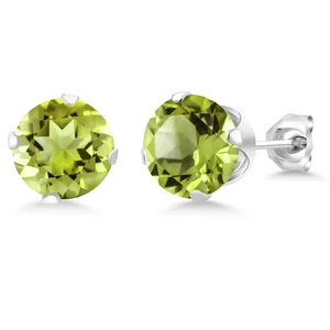 925 Sterling Silver 2.5 CTW Peridot Stud Earrings For Women - Picture 1 of 4