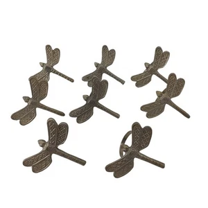 Dragonfly Napkin Rings Pewter? Silver Tone Garden Set of 8 - Picture 1 of 8