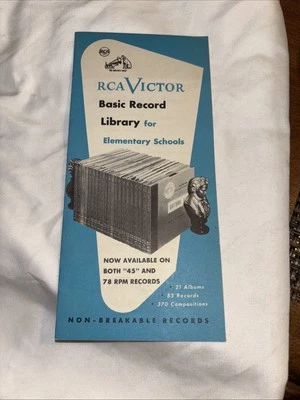 Biblioteca de registros básica RCA Victor da década de 1950 para escolas primárias, 45 e 78 RPMs - Imagem 1 de 4