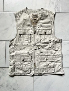 LL Bean Weste Large Beige Herren Reißverschluss Nylonfutter Jagd Angeln Outdoor - Bild 1 von 18