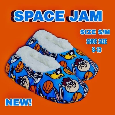 Zapatillas Babba difusas SPACE JAM BUGS TAZ DAFFY DUCK talla S/M (8-13). ¡NUEVO! ¡NUEVO CON ETIQUETAS! Foto 1 de 4