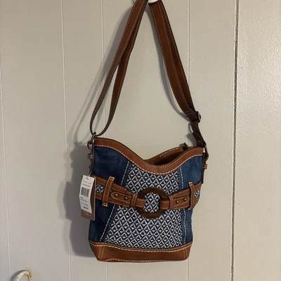 NWT Born B.O.C. Concepts Vegan Faux Leather Western Denim Tribal Bag Crossbody - Image 1 of 4