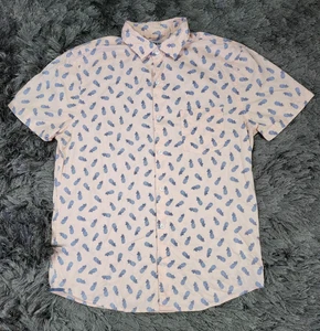 Camisa Express Para Hombre Mediana Rosa Piña Manga Corta Abotonada Delgada Suave Lavado - Imagen 1 de 15