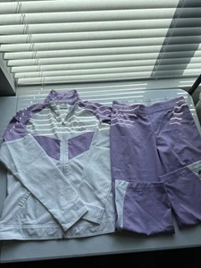 Vintage Nike Damen Large/Medium weiß und lila Trainingsanzug Jacke Hose - Bild 1 von 24