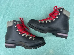 Vintage RAICHLE Black All-Leather Mountain Hiking Swiss Made Boots Mens US 8M - Picture 1 of 11