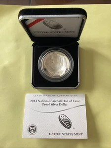 2014 National Baseball Hall of Fame Proof Silver Half  Dollar with Box & COA - Picture 1 of 3