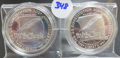 2 - Proof Commemorative Silver Dollars No Packaging Both 1987 - Image 1 of 2