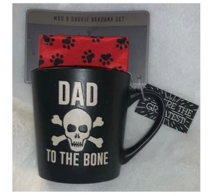 NUEVO PERRO PAPÁ Taza Negra y Bandana Roja PAPÁ HASTA LOS HUESOS Set Nuevo con Etiquetas - Imagen 1 de 8