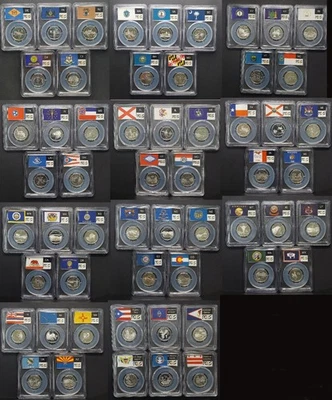 '99-'09 Complete Flag Set of 56 proof State Quarters - Silver - PCGS PR69DCAM - Image 1 of 4