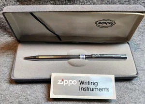 Vintage Zippo Chrome Ballpoint Pen In Original Case With Instructions - Picture 1 of 7