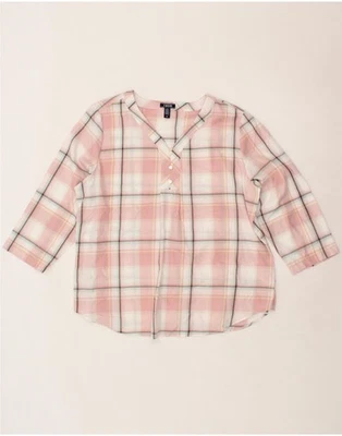 IZOD Womens 3/4 Sleeve Blouse Top UK 16 Large Pink Check Cotton CL12 - Image 1 of 3