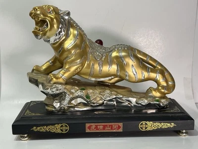 "Estatua grande de resina de tigre de la suerte de 16"" escultura estatuilla adorno" Foto 1 de 4