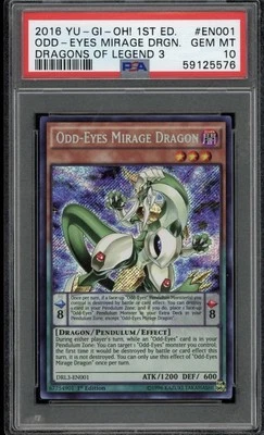 Yu-Gi-Oh Odd-Eyes Mirage Dragon DRL3-EN001 Secret Rare 1st Edition! PSA 10 POP 2 - Image 1 of 2