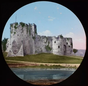 ANTIGUA LINTERNA MÁGICA COLOREADA A MANO CASTILLO CHEPSTOW C1890 FOTO GALES - Imagen 1 de 2