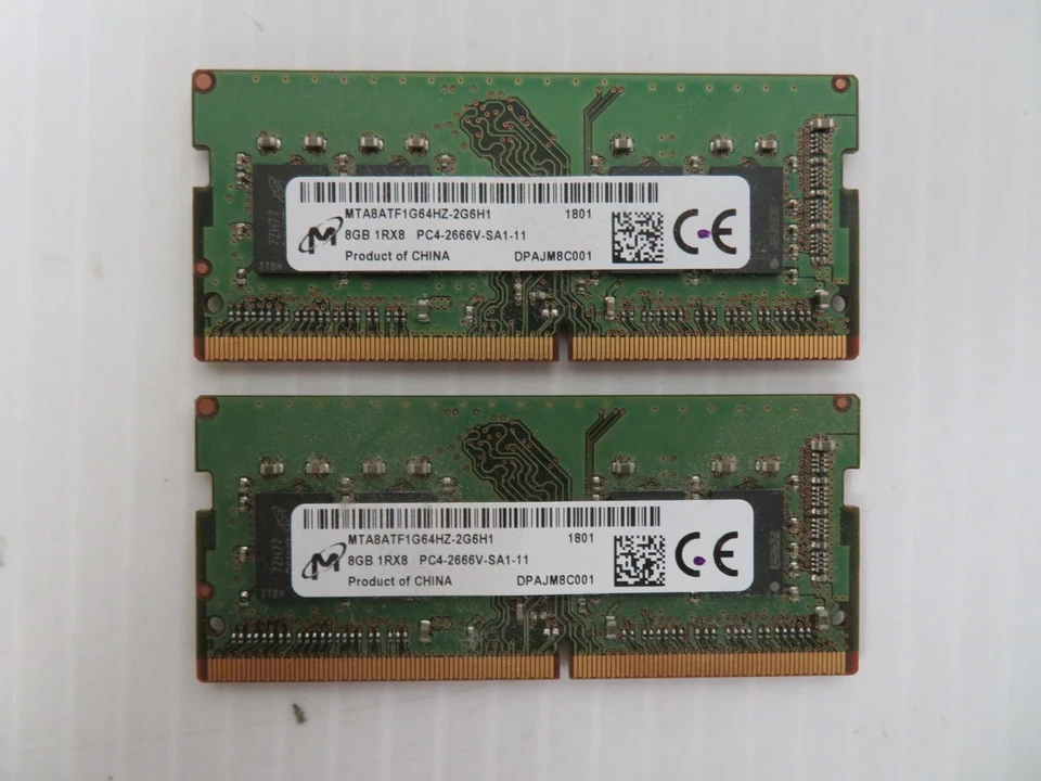 Micron 16GB (2x8GB) PC4-21300 DDR4 2666MHz 1Rx8 RAM Kit MTA8ATF1G64HZ-2G6H1 - Image 1 of 1