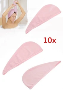 6 pz TAPPO TESTA BAGNO TURBANTE CAPELLI SPESSI ROSA TORSIONE AVVOLGENTE MICROFIBRA ASCIUGATURA RAPIDA - Foto 1 di 3