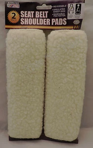 NEW Set of 2 Reversible Simulated Sheepskin Two Seat Belt Shoulder Pad Cover - Picture 1 of 1