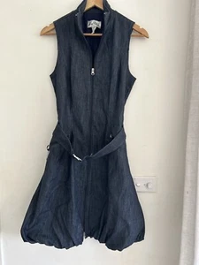 Joseph Ribkoff Denim Bubble Bottom Belted Sleeveless Dress size 10 - Picture 1 of 14
